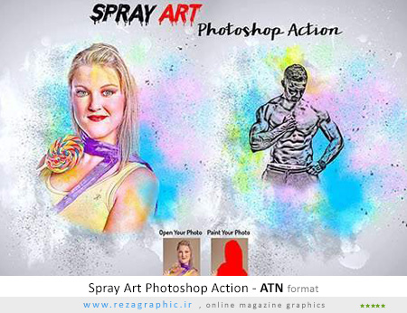 اکشن هنر اسپری فتوشاپ - Spray Art Photoshop Action
